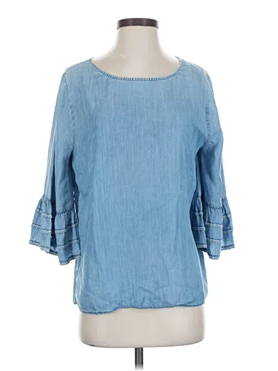 Pre-owned Nic + Zoe 3/4 Sleeve Blouse In Blue