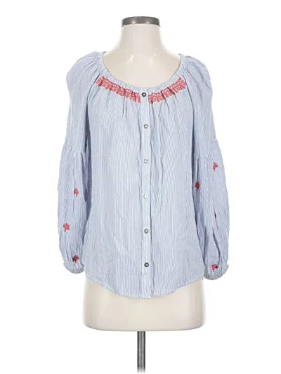 Pre-owned Nic + Zoe 3/4 Sleeve Blouse In Blue