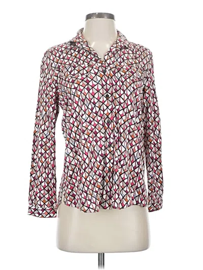 Pre-owned Nic + Zoe 3/4 Sleeve Blouse In Burgundy