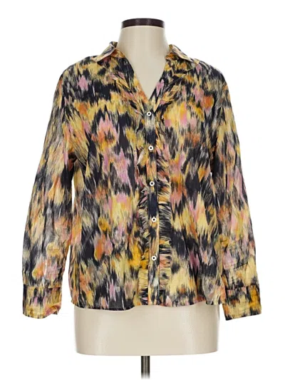 Pre-owned Nic + Zoe 3/4 Sleeve Blouse In Gold