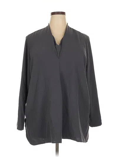 Pre-owned Nic + Zoe 3/4 Sleeve Blouse In Gray