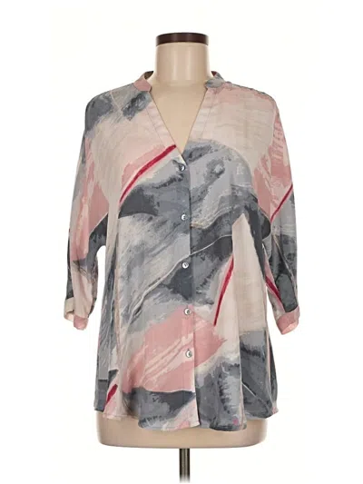 Pre-owned Nic + Zoe 3/4 Sleeve Blouse In Gray