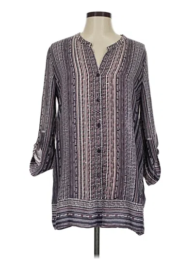 Pre-owned Nic + Zoe 3/4 Sleeve Blouse In Gray