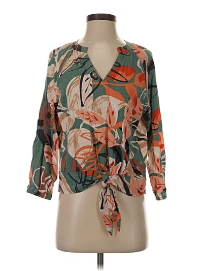 Pre-owned Nic + Zoe 3/4 Sleeve Blouse In Green
