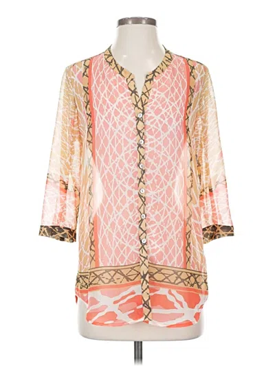 Pre-owned Nic + Zoe 3/4 Sleeve Blouse In Orange