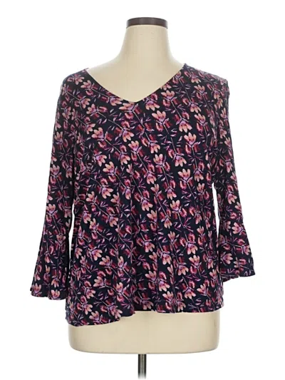 Pre-owned Nic + Zoe 3/4 Sleeve Blouse In Purple