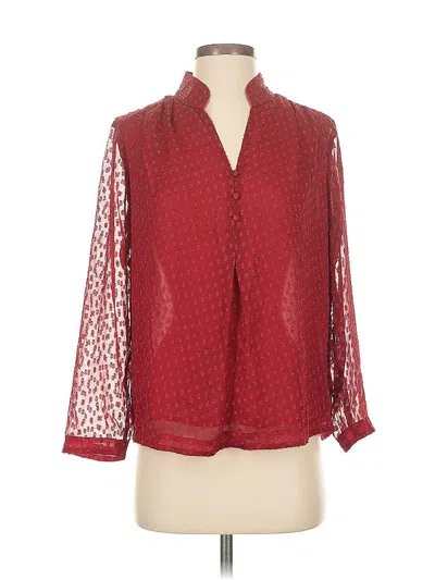 Pre-owned Nic + Zoe 3/4 Sleeve Blouse In Red