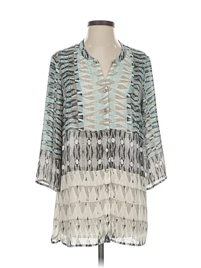 Pre-owned Nic + Zoe 3/4 Sleeve Blouse In Silver