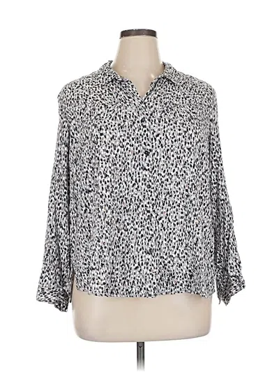 Pre-owned Nic + Zoe 3/4 Sleeve Blouse In Silver
