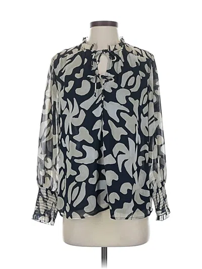 Pre-owned Nic + Zoe 3/4 Sleeve Blouse In Silver