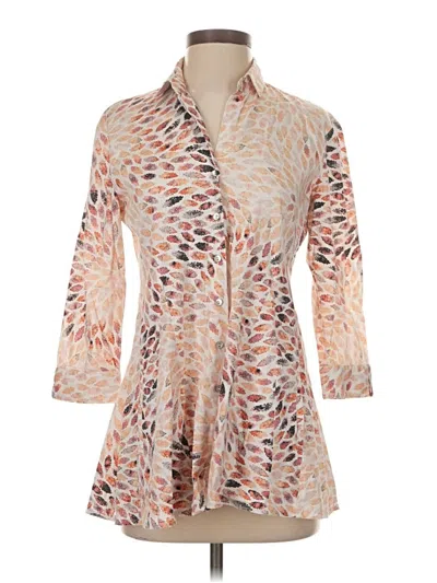 Pre-owned Nic + Zoe 3/4 Sleeve Blouse In Tan