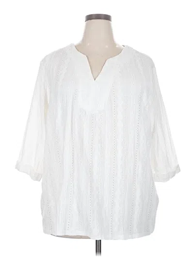 Pre-owned Nic + Zoe 3/4 Sleeve Blouse In White