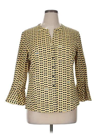 Pre-owned Nic + Zoe 3/4 Sleeve Blouse In Yellow