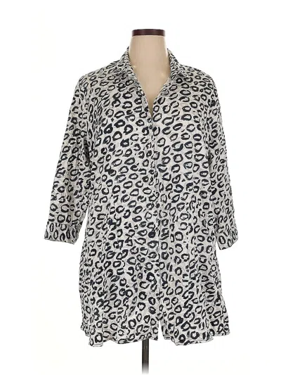 Pre-owned Nic + Zoe 3/4 Sleeve Button Down Shirt In Black