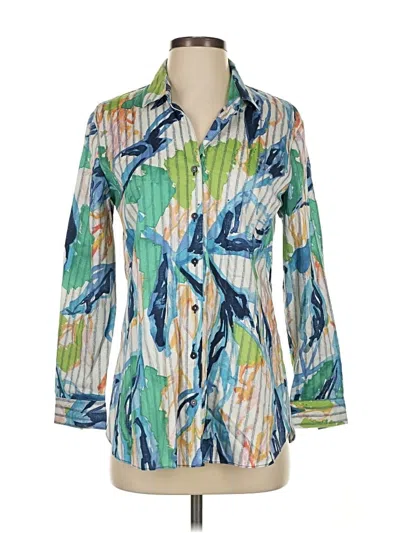 Pre-owned Nic + Zoe 3/4 Sleeve Button Down Shirt In Blue