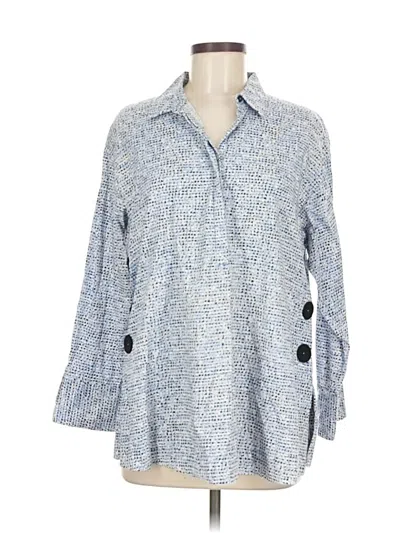 Pre-owned Nic + Zoe 3/4 Sleeve Button Down Shirt In Blue
