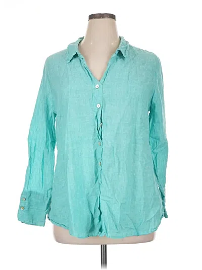 Pre-owned Nic + Zoe 3/4 Sleeve Button Down Shirt In Teal