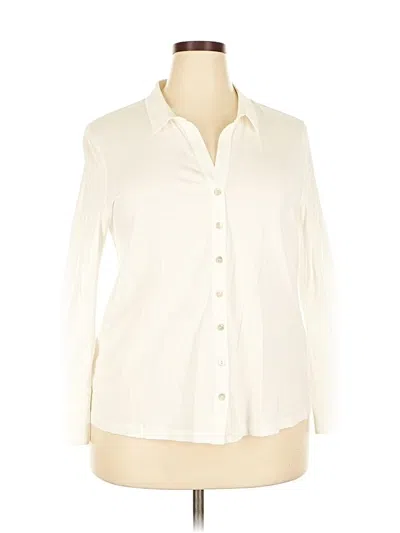 Pre-owned Nic + Zoe 3/4 Sleeve Button Down Shirt In White