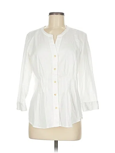 Pre-owned Nic + Zoe 3/4 Sleeve Button Down Shirt In White