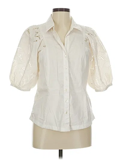 Pre-owned Nic + Zoe 3/4 Sleeve Button Down Shirt In White