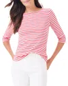 Nic + Zoe Nic+zoe 3/4 Sleeve Stripe Boat T-shirt