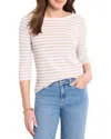Nic + Zoe Nic+zoe 3/4 Sleeve Stripe Boat T-shirt In Neutral
