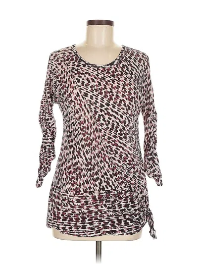 Pre-owned Nic + Zoe 3/4 Sleeve T-shirt In Burgundy