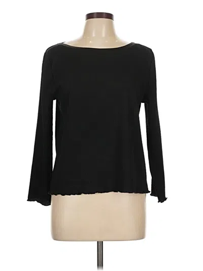 Pre-owned Nic + Zoe 3/4 Sleeve Top Black Boatneck Tops