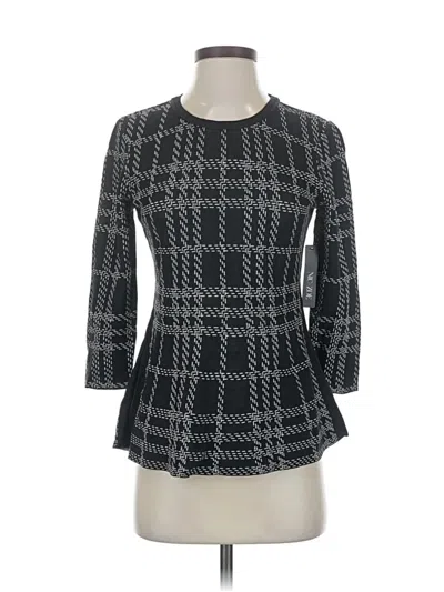 Nic + Zoe 3/4 Sleeve Top Black Square Neckline Tops