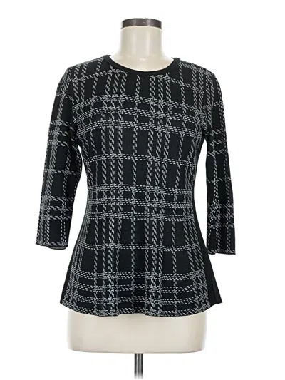 Pre-owned Nic + Zoe 3/4 Sleeve Top Black Square Neckline Tops