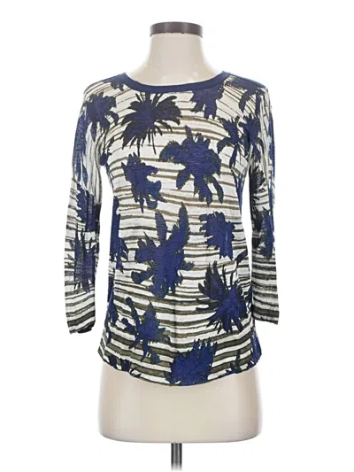 Pre-owned Nic + Zoe 3/4 Sleeve Top Blue Boatneck Tops