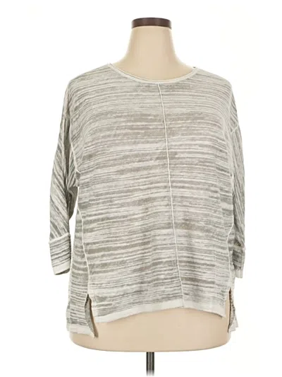 Pre-owned Nic + Zoe 3/4 Sleeve Top Gray Boatneck Tops