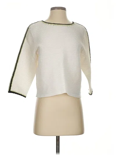 Pre-owned Nic + Zoe 3/4 Sleeve Top Ivory Boatneck Tops In White