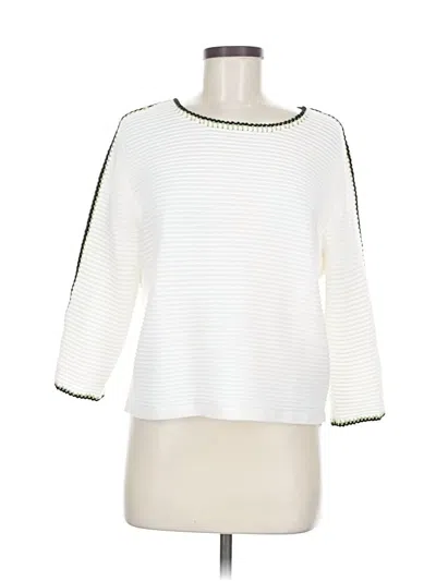 Pre-owned Nic + Zoe 3/4 Sleeve Top White Boatneck Tops