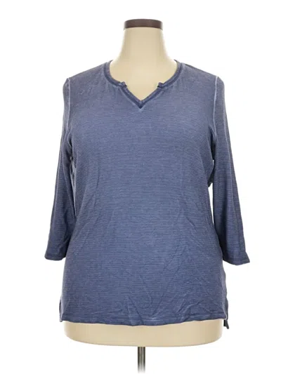Pre-owned Nic + Zoe 3/4 Sleeve T-shirt In Blue