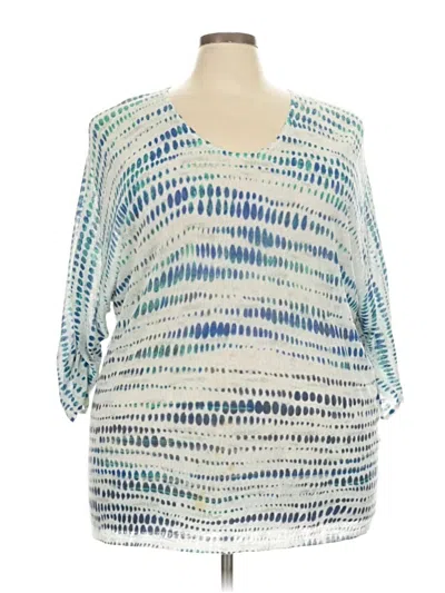 Pre-owned Nic + Zoe 3/4 Sleeve T-shirt In Blue
