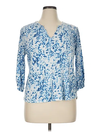 Pre-owned Nic + Zoe 3/4 Sleeve T-shirt In Blue