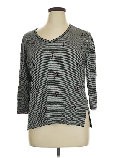 Pre-owned Nic + Zoe 3/4 Sleeve T-shirt In Gray