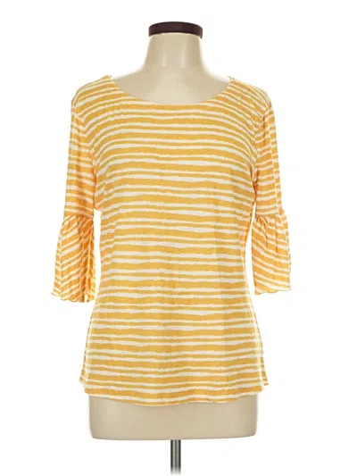 Pre-owned Nic + Zoe 3/4 Sleeve T-shirt In Yellow