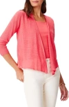 Nic + Zoe Nic+zoe 4-way Linen Blend Convertible Cardigan In Coral