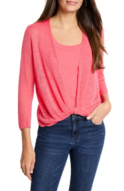 Nic + Zoe Nic+zoe 4-way Linen Blend Convertible Cardigan In Punch