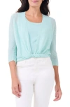 Nic + Zoe Nic+zoe 4-way Linen Blend Convertible Cardigan In Seafoam