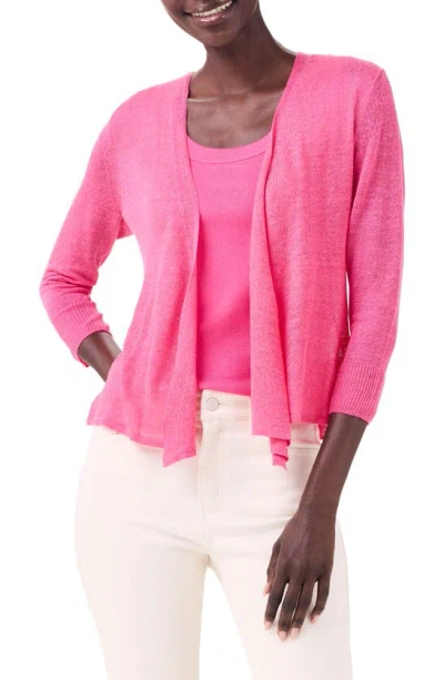 Nic + Zoe 4-way Linen Blend Convertible Cardigan In Pink