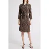 Nic + Zoe Nic+zoe Abstract Animal Print Ruched Sleeve Trench Shirtdress In Multi