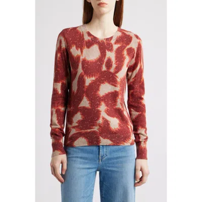 Nic + Zoe Nic+zoe Abstract Animal Supersoft Sweater In Burgundy