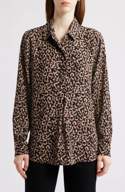Nic + Zoe Nic+zoe Abstract Animal Print Top In Brown