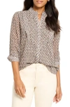 Nic + Zoe Nic+zoe Abstract Dot Falling Chiffon Top In Multi