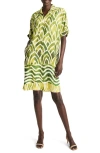 Nic + Zoe Nic+zoe Abstract Print Shift Dress In Green Multi