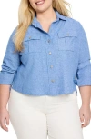 Nic + Zoe Nic+zoe All Around Cotton & Linen Blend Shirt Jacket In Blue Mix