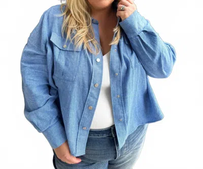 Nic + Zoe All-around Shirt Jacket - Plus Size In Blue Mix